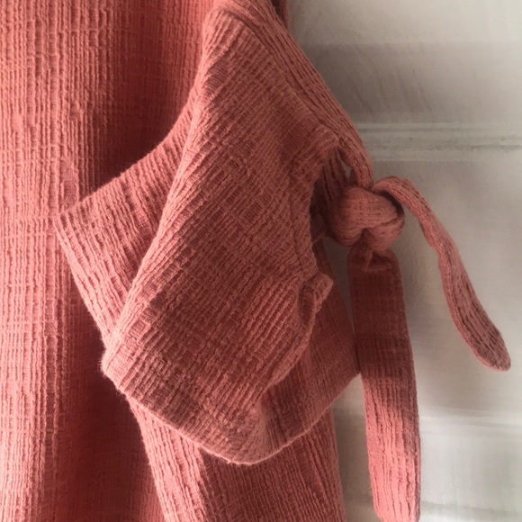 Madewell Blush Pink Bow Off the Shoulder Crop Top - Picture 4 of 4